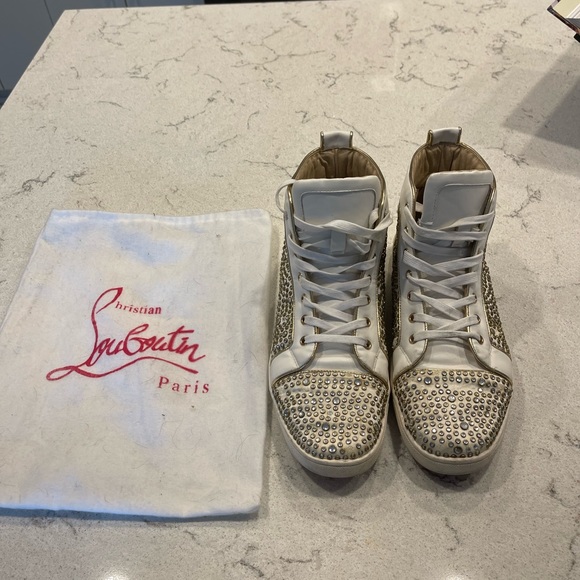 Christian Louboutin Rare Swarovski Crystals White Sneaker EUR 45 - Picture 8 of 8